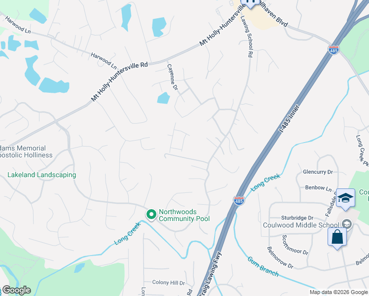 map of restaurants, bars, coffee shops, grocery stores, and more near 9353 Lawing School Road in Charlotte