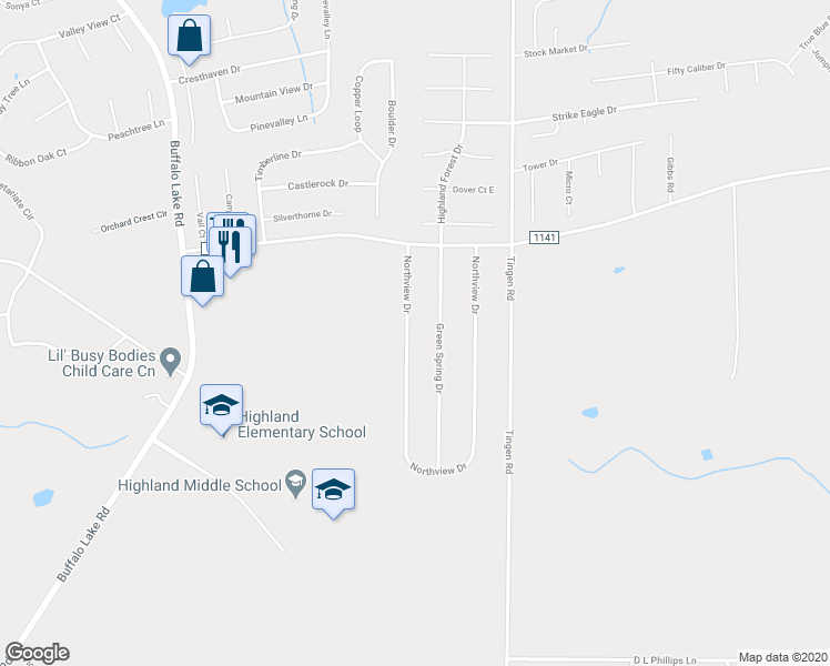 map of restaurants, bars, coffee shops, grocery stores, and more near 910 Northview Drive in Sanford