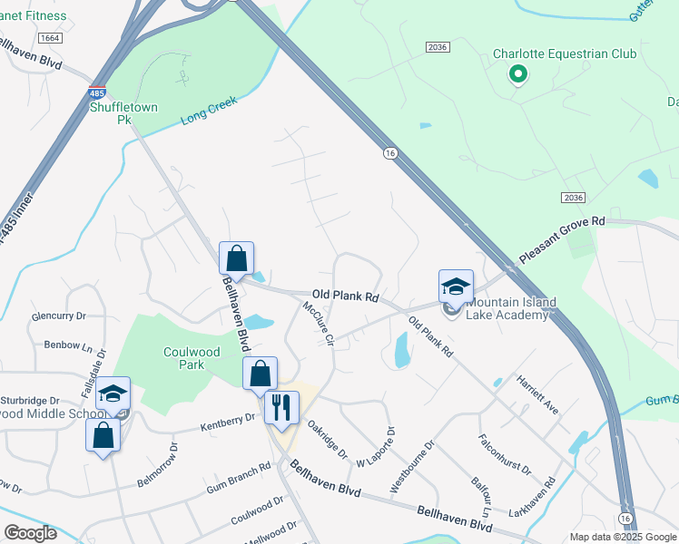 map of restaurants, bars, coffee shops, grocery stores, and more near 8011 Chapman Street in Charlotte