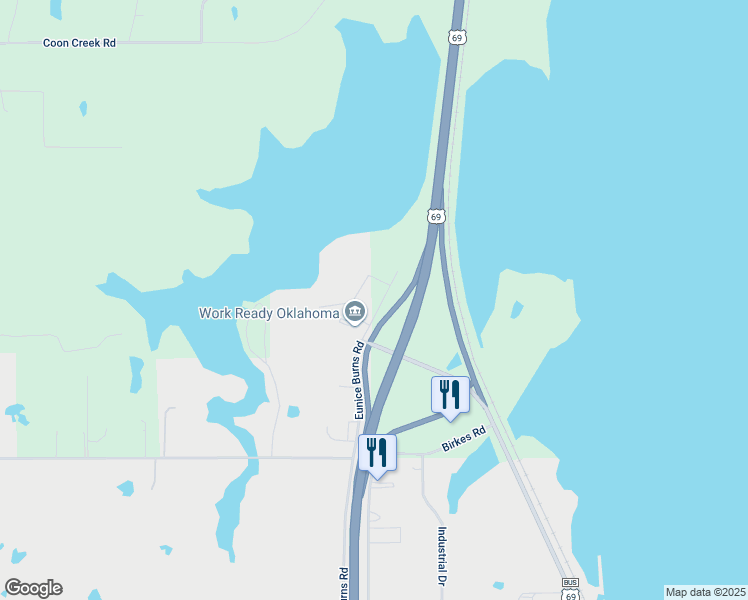map of restaurants, bars, coffee shops, grocery stores, and more near 17 Hospital Drive in Eufaula