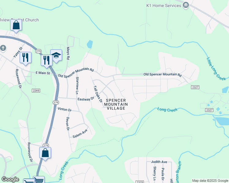 map of restaurants, bars, coffee shops, grocery stores, and more near 2919 Westbury Court in Dallas