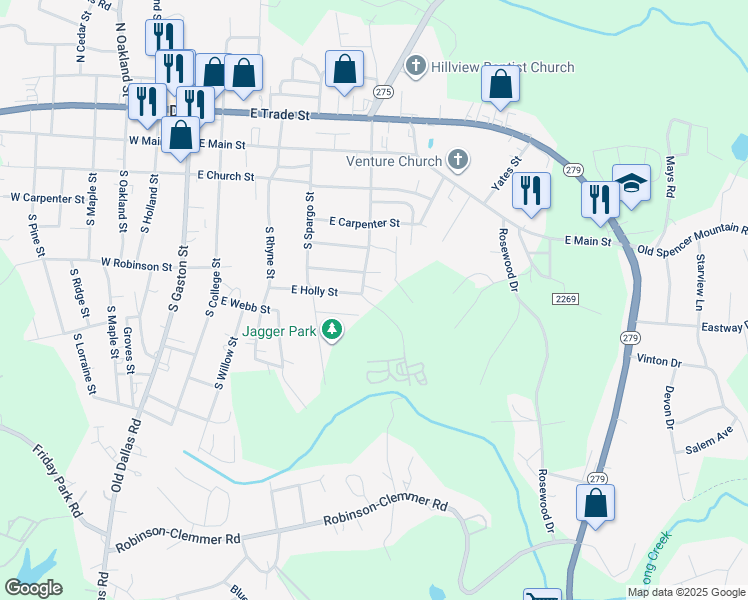 map of restaurants, bars, coffee shops, grocery stores, and more near 612 East Holly Street in Dallas