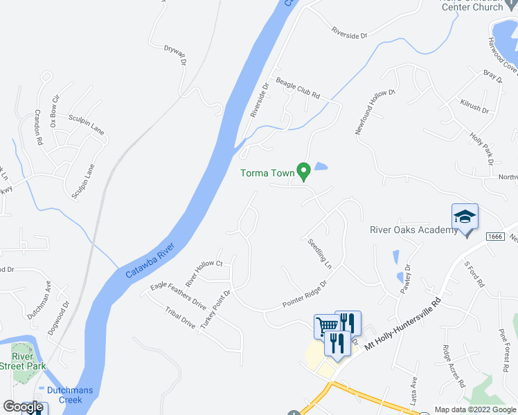 map of restaurants, bars, coffee shops, grocery stores, and more near 613 Cliffs Inn Circle in Charlotte