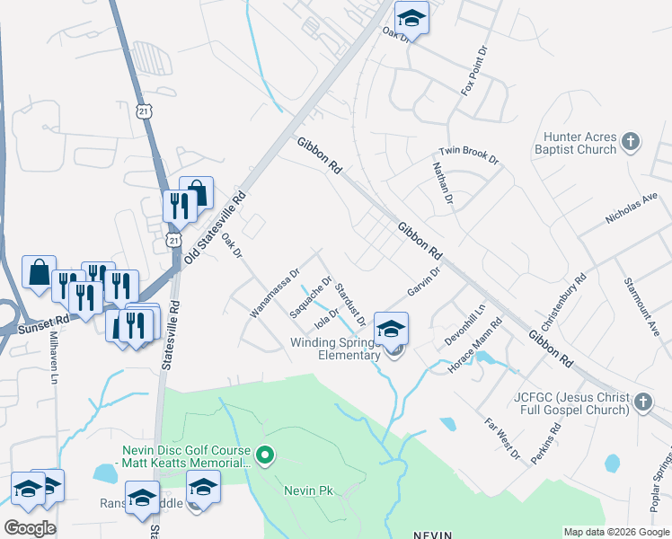 map of restaurants, bars, coffee shops, grocery stores, and more near 4320 Wanamassa Drive in Charlotte