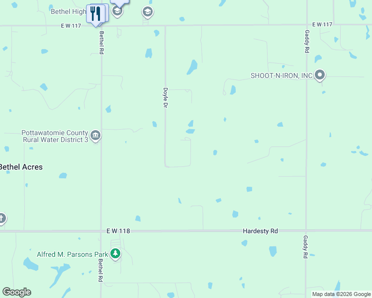 map of restaurants, bars, coffee shops, grocery stores, and more near 4 Raymond Road in Shawnee