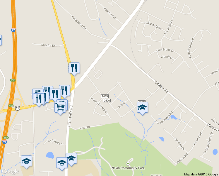 map of restaurants, bars, coffee shops, grocery stores, and more near 4233 Wanamassa Drive in Charlotte