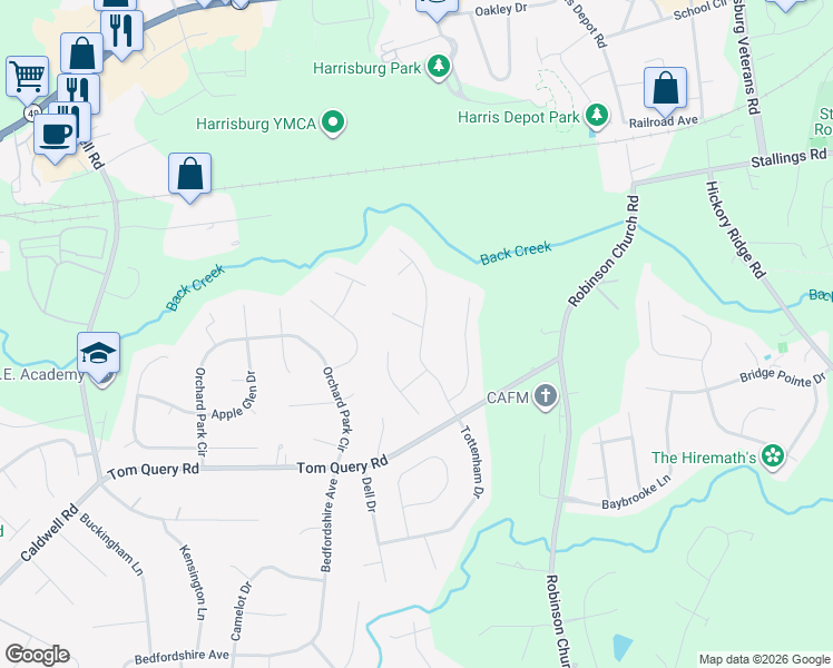 map of restaurants, bars, coffee shops, grocery stores, and more near 5001 Flagstone Court in Harrisburg