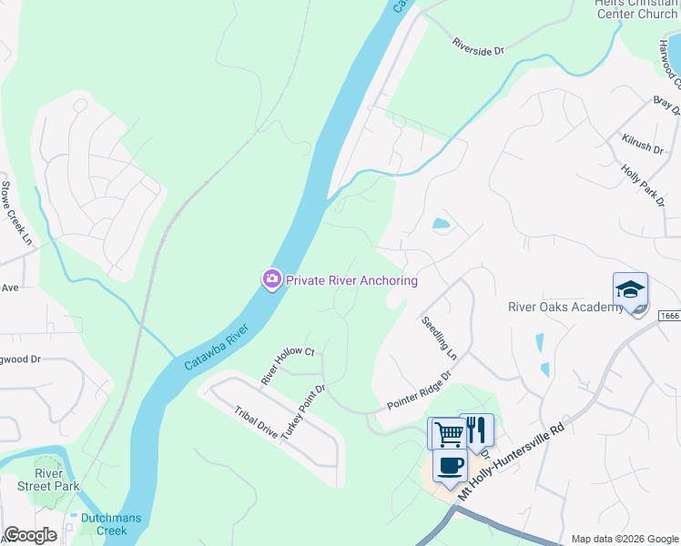 map of restaurants, bars, coffee shops, grocery stores, and more near 10609 Turkey Point Drive in Charlotte