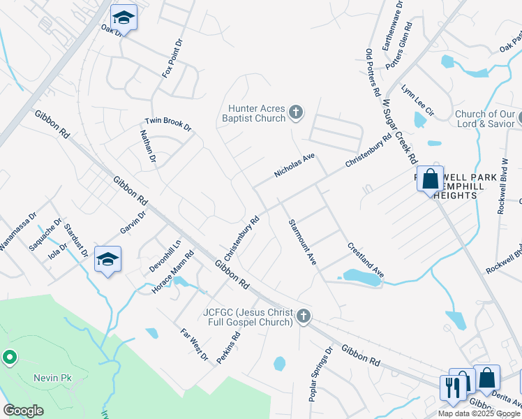 map of restaurants, bars, coffee shops, grocery stores, and more near 4920 Christenbury Road in Charlotte