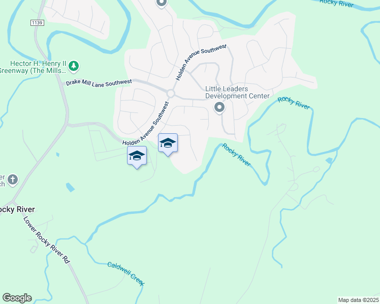 map of restaurants, bars, coffee shops, grocery stores, and more near 7422 Dover Mill Drive Southwest in Concord