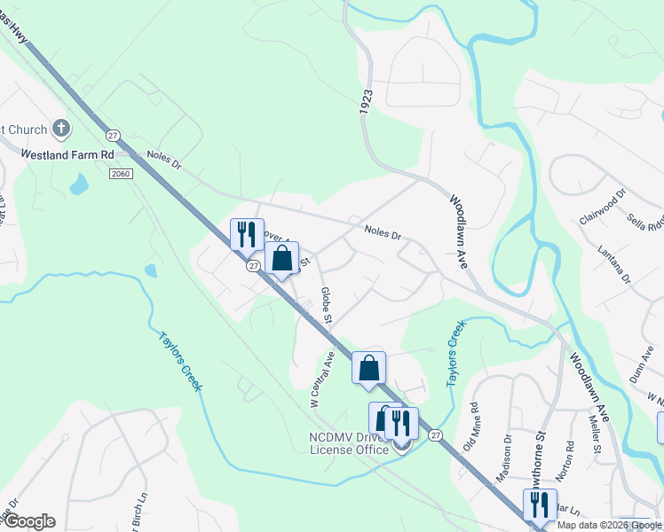 map of restaurants, bars, coffee shops, grocery stores, and more near 99 North McGinnis Place in Mount Holly