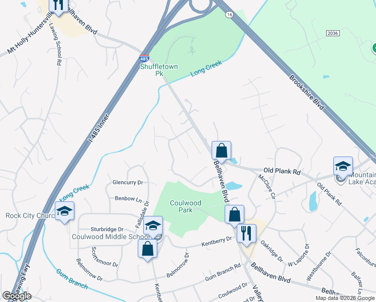 map of restaurants, bars, coffee shops, grocery stores, and more near 9120 Austin Ridge Lane in Charlotte
