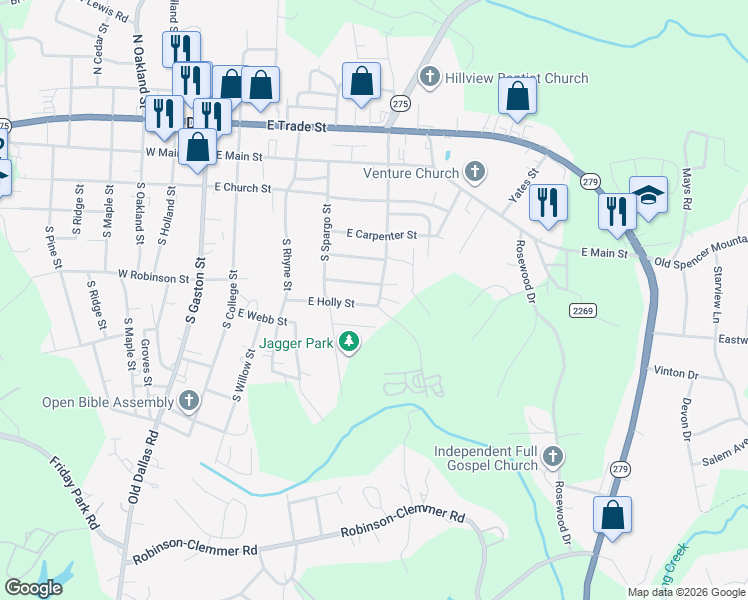 map of restaurants, bars, coffee shops, grocery stores, and more near 612 East Holly Street in Dallas