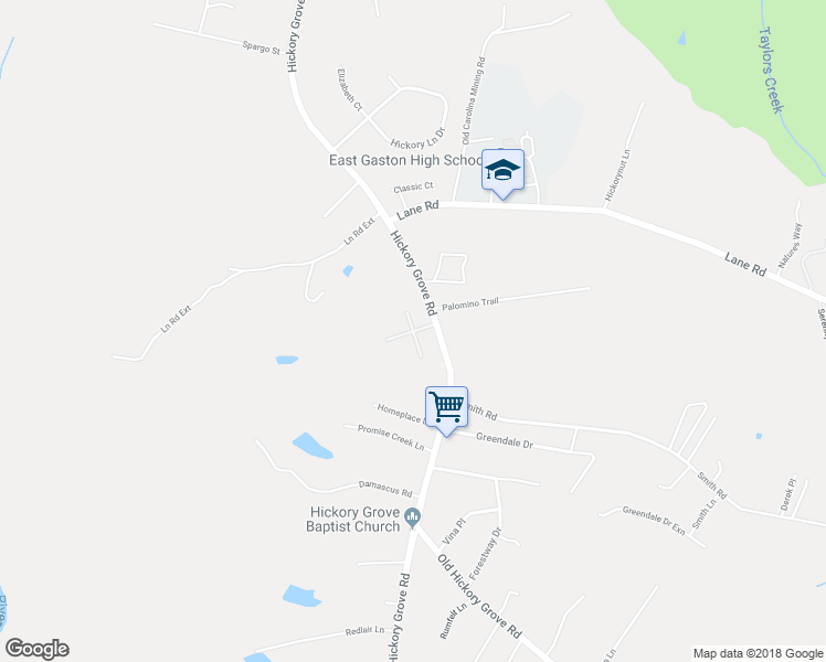 map of restaurants, bars, coffee shops, grocery stores, and more near River Birch Drive in Gastonia