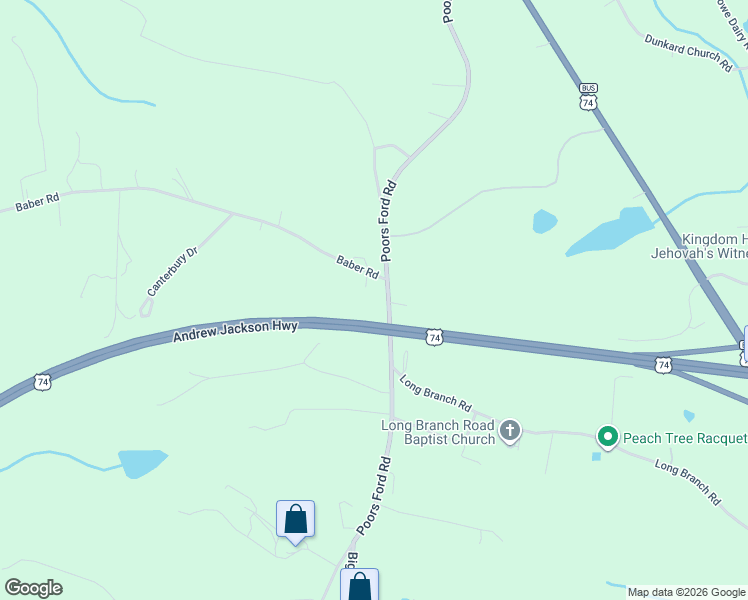map of restaurants, bars, coffee shops, grocery stores, and more near 1378 Poors Ford Road in Rutherfordton