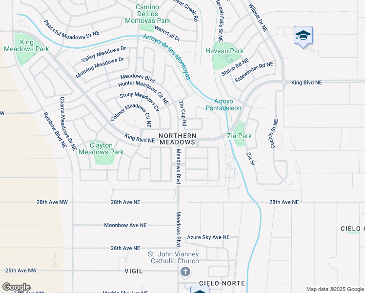 map of restaurants, bars, coffee shops, grocery stores, and more near 3109 Shelby Meadows Drive in Rio Rancho