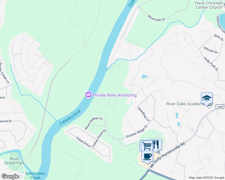 map of restaurants, bars, coffee shops, grocery stores, and more near 10605 Turkey Point Drive in Charlotte