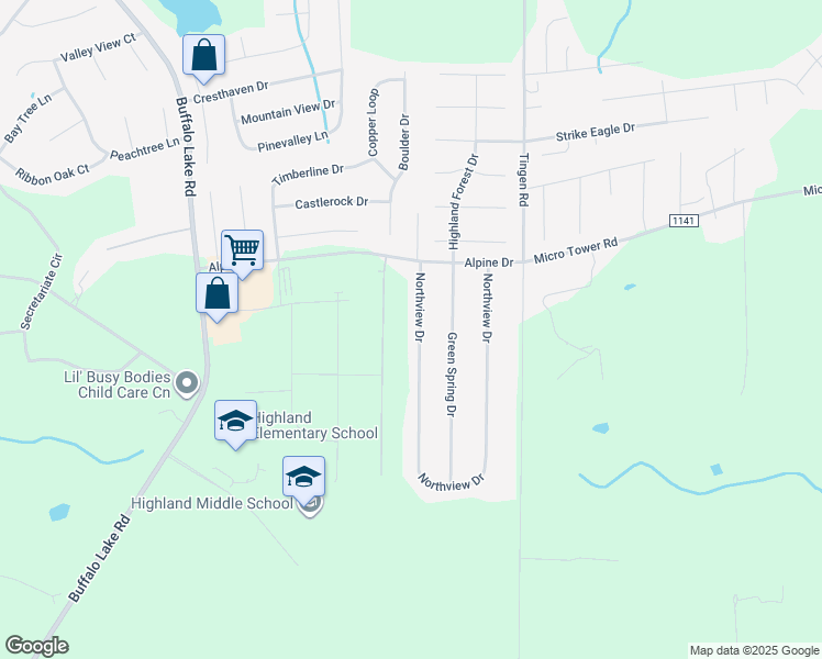 map of restaurants, bars, coffee shops, grocery stores, and more near 951 Northview Drive in Sanford