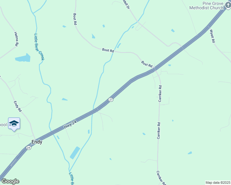 map of restaurants, bars, coffee shops, grocery stores, and more near 28263 North Carolina 27 in Albemarle