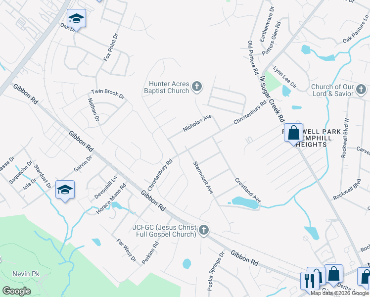 map of restaurants, bars, coffee shops, grocery stores, and more near 4920 Christenbury Road in Charlotte