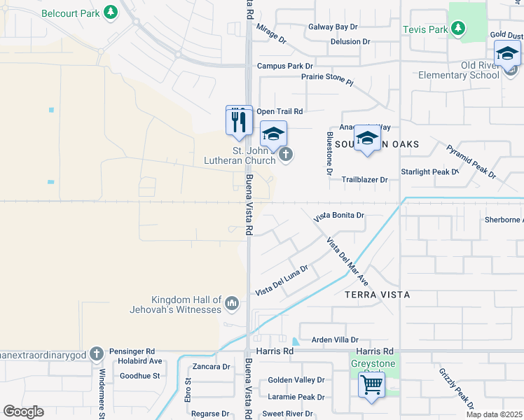 map of restaurants, bars, coffee shops, grocery stores, and more near 11111 Vista Fuego Drive in Bakersfield
