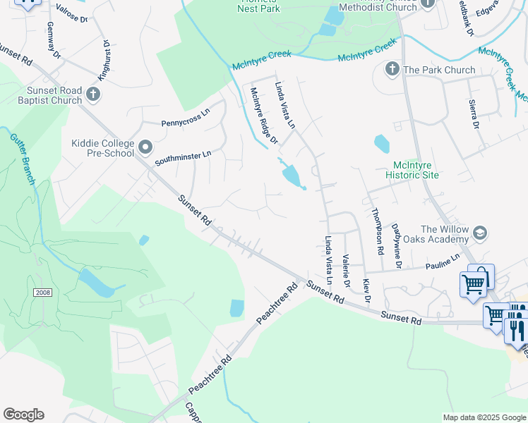 map of restaurants, bars, coffee shops, grocery stores, and more near 3008 Tindle Hill Lane in Charlotte