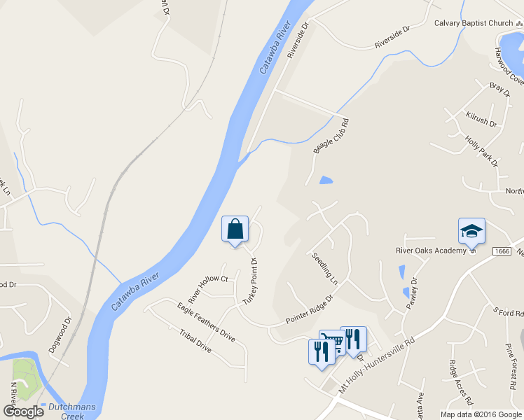 map of restaurants, bars, coffee shops, grocery stores, and more near 613 Cliffs Inn Circle in Charlotte