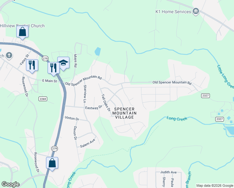 map of restaurants, bars, coffee shops, grocery stores, and more near 2866 Meadow Creek Drive in Dallas