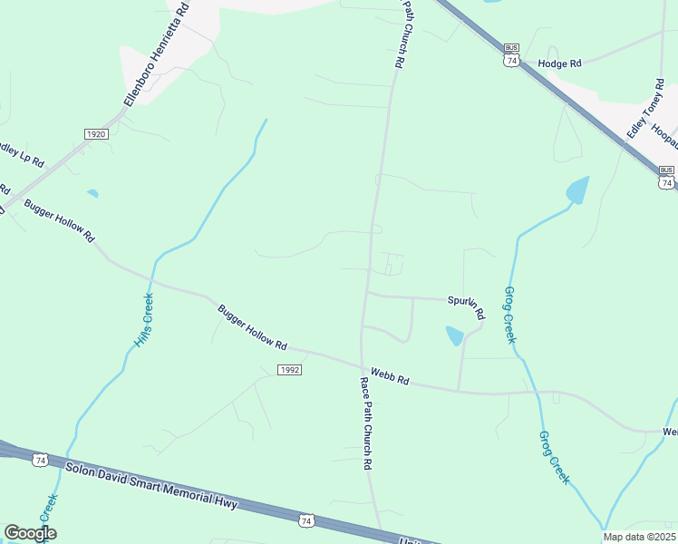 map of restaurants, bars, coffee shops, grocery stores, and more near 566 Race Path Church Road in Ellenboro