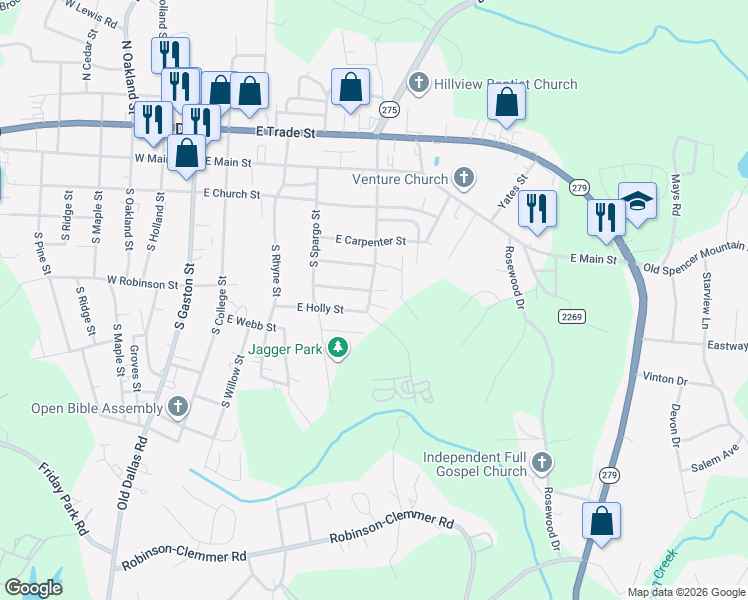 map of restaurants, bars, coffee shops, grocery stores, and more near 612 East Holly Street in Dallas