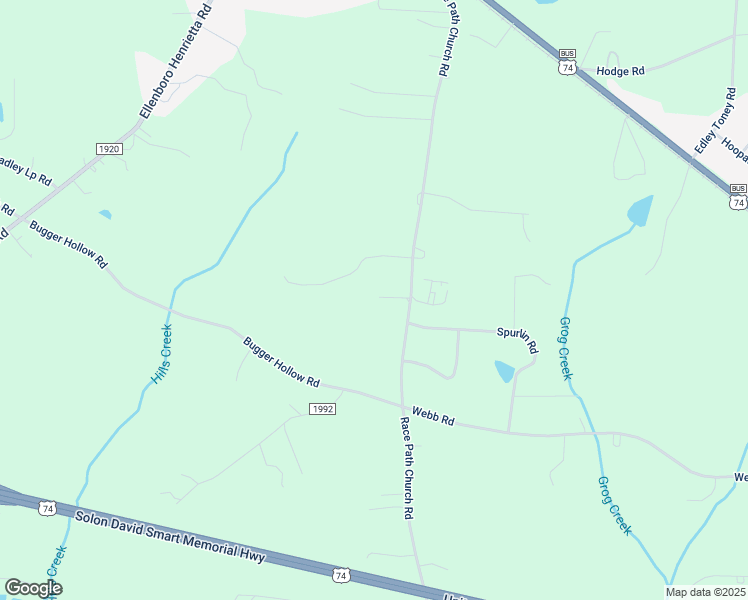 map of restaurants, bars, coffee shops, grocery stores, and more near 566 Race Path Church Road in Ellenboro