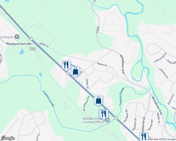 map of restaurants, bars, coffee shops, grocery stores, and more near 115 Globe Street in Mount Holly