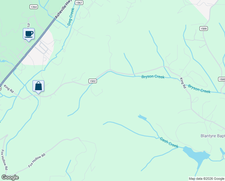 map of restaurants, bars, coffee shops, grocery stores, and more near 1370 King Road in Pisgah Forest