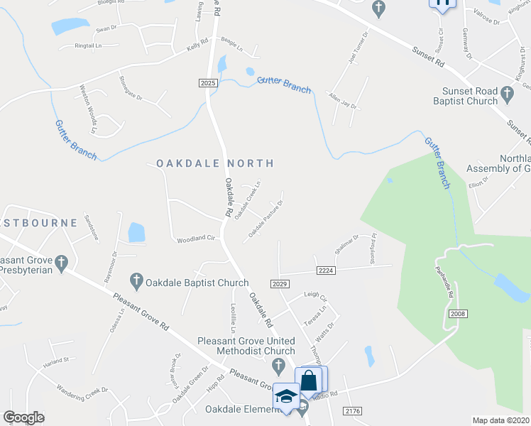 map of restaurants, bars, coffee shops, grocery stores, and more near 2823 Oakdale Pasture Drive in Charlotte