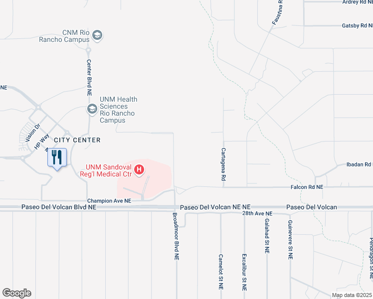 map of restaurants, bars, coffee shops, grocery stores, and more near Cartegena Road Northeast in Albuquerque