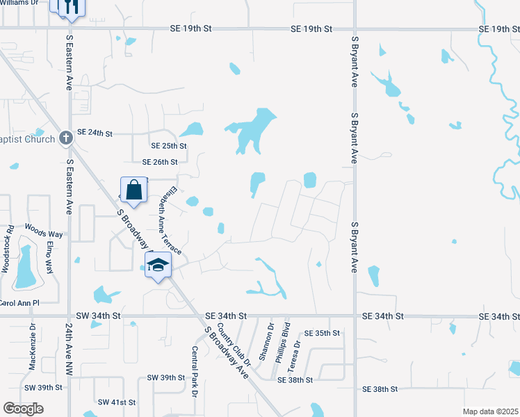 map of restaurants, bars, coffee shops, grocery stores, and more near 500 Willow Pine Drive in Moore