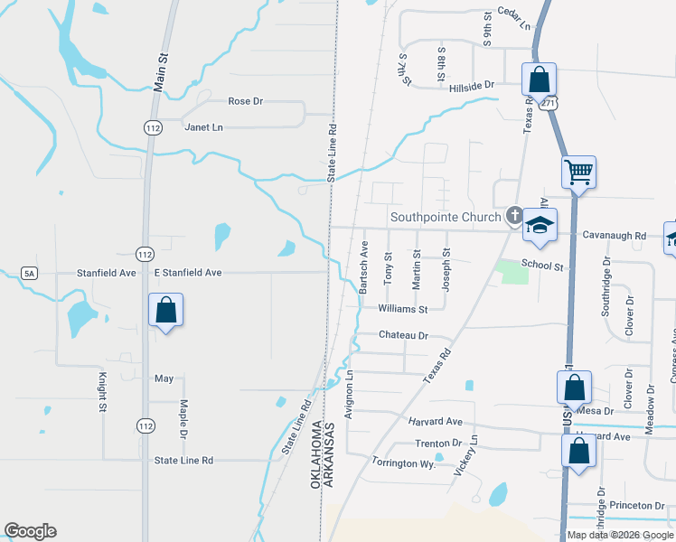 map of restaurants, bars, coffee shops, grocery stores, and more near 7911 State Line Road in Fort Smith
