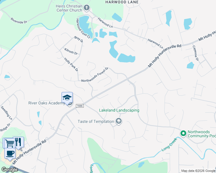 map of restaurants, bars, coffee shops, grocery stores, and more near 11319 Red Finch Lane in Charlotte