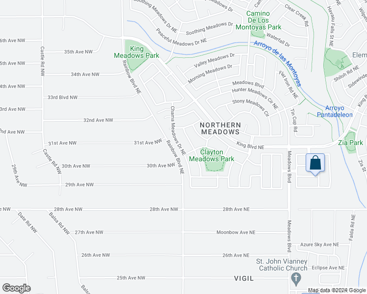 map of restaurants, bars, coffee shops, grocery stores, and more near 3146 Chama Meadows Drive Northeast in Rio Rancho