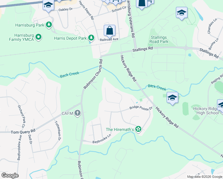 map of restaurants, bars, coffee shops, grocery stores, and more near 7145 Streamhaven Drive in Harrisburg