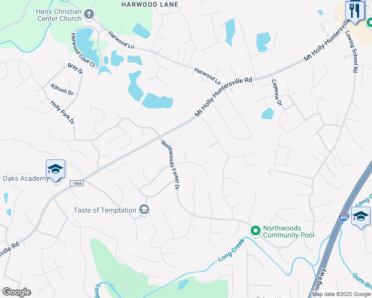 map of restaurants, bars, coffee shops, grocery stores, and more near 10908 Delsing Court in Charlotte
