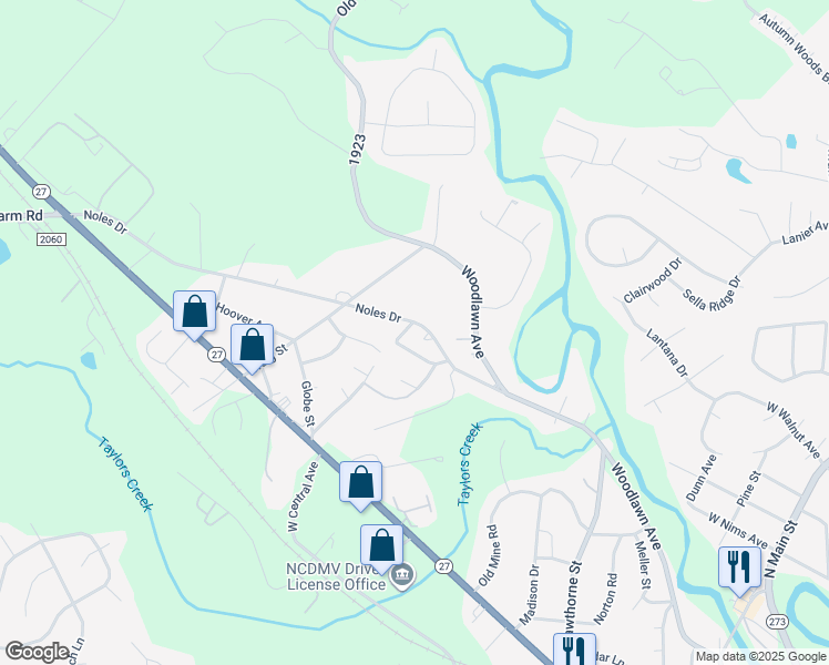 map of restaurants, bars, coffee shops, grocery stores, and more near 808 Noles Drive in Mount Holly