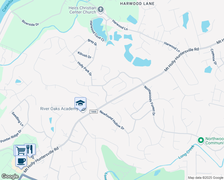 map of restaurants, bars, coffee shops, grocery stores, and more near 11353 Red Finch Lane in Charlotte