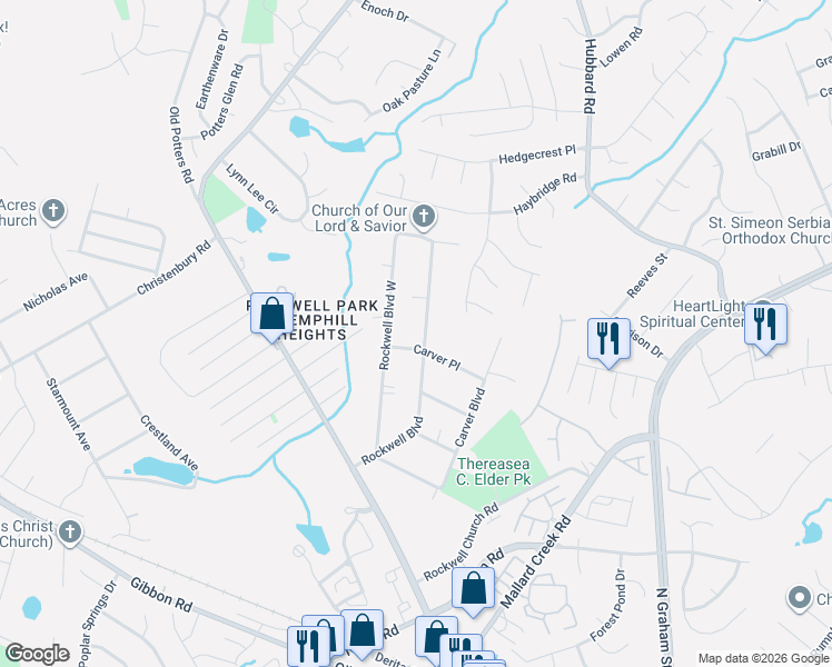 map of restaurants, bars, coffee shops, grocery stores, and more near in Charlotte