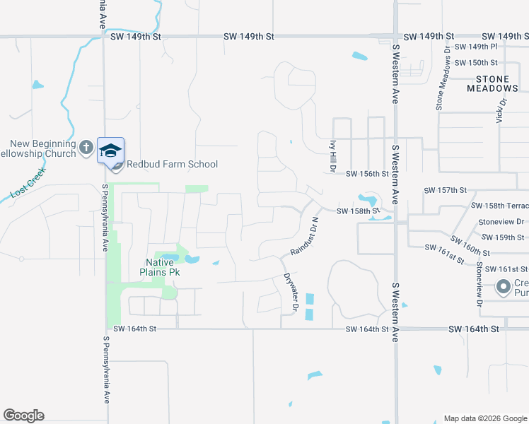 map of restaurants, bars, coffee shops, grocery stores, and more near 1236 Southwest 158th Street in Oklahoma City