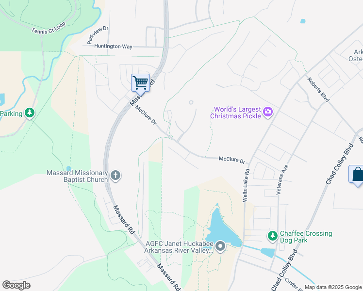 map of restaurants, bars, coffee shops, grocery stores, and more near 8401 McClure Drive in Fort Smith