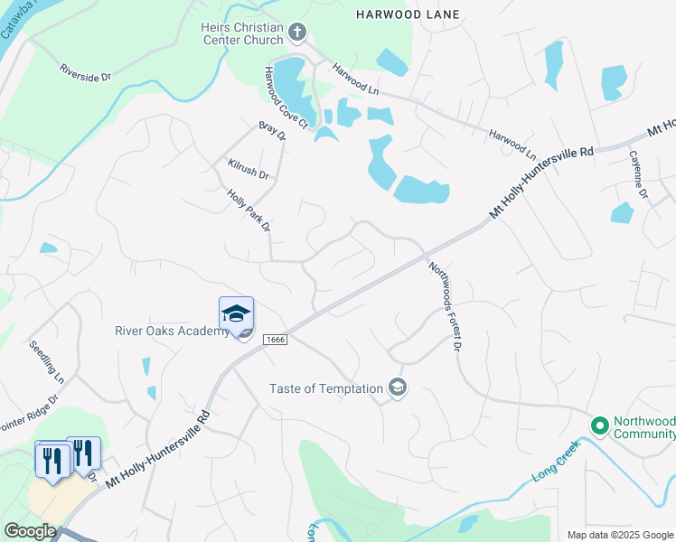 map of restaurants, bars, coffee shops, grocery stores, and more near 11343 Red Finch Lane in Charlotte