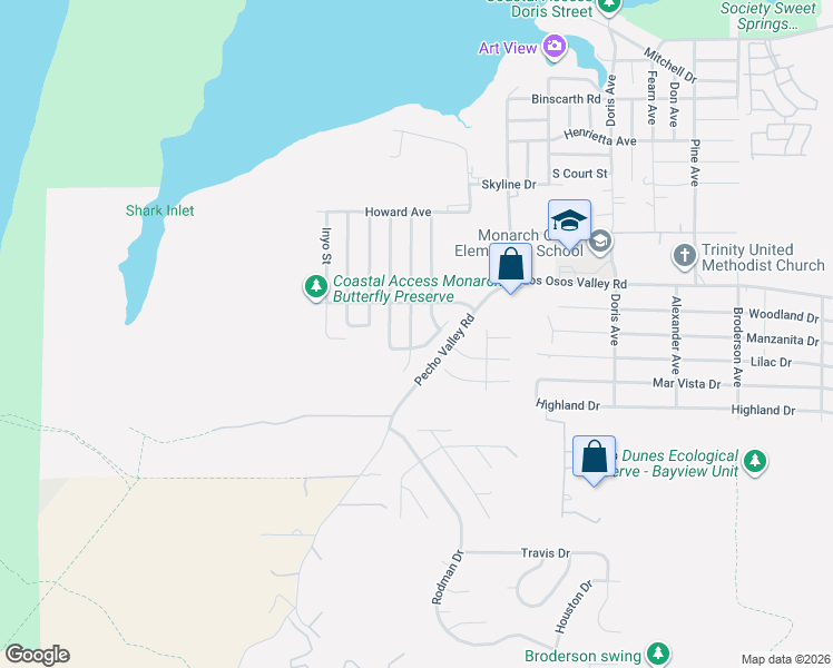 map of restaurants, bars, coffee shops, grocery stores, and more near 2374 El Dorado St in Los Osos
