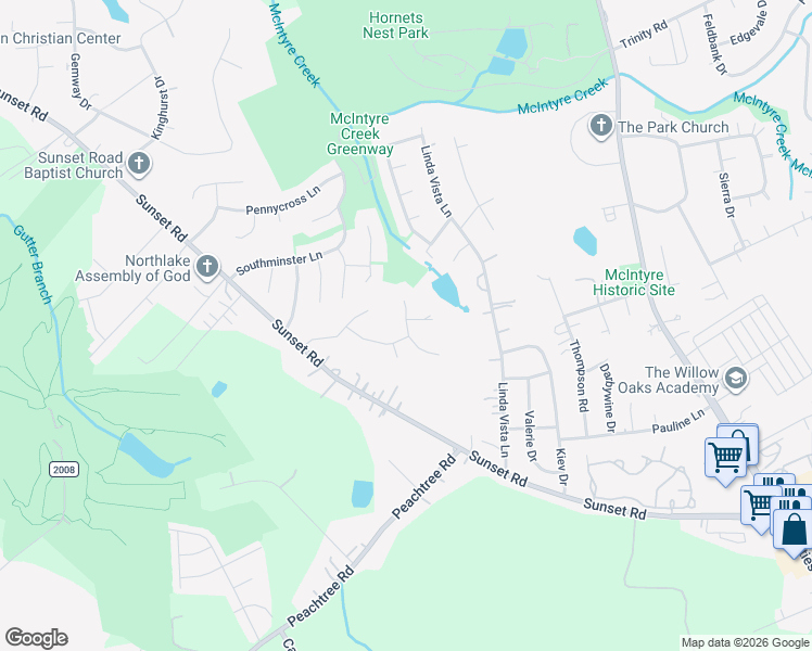 map of restaurants, bars, coffee shops, grocery stores, and more near 1913 Carpenter Cabin Drive in Charlotte