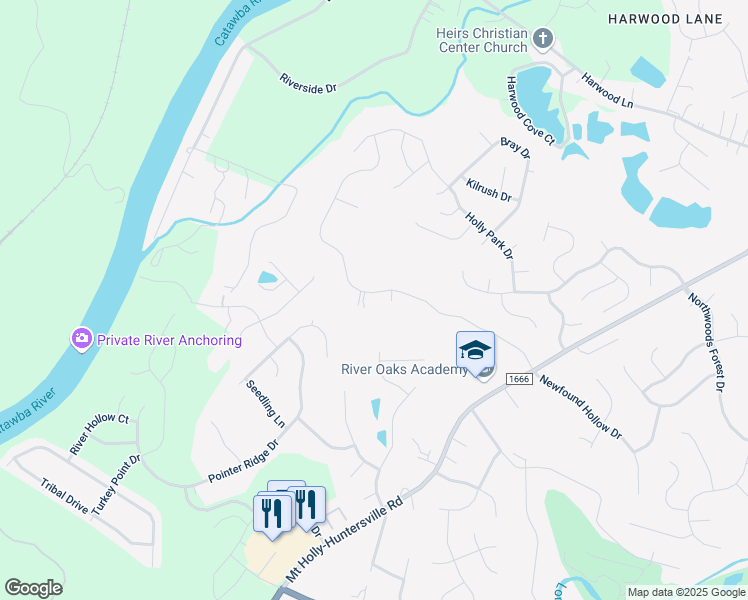 map of restaurants, bars, coffee shops, grocery stores, and more near 819 Newfound Hollow Drive in Charlotte